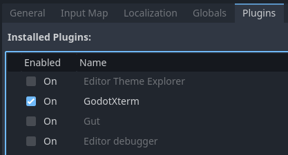 Image of addon enabled in plugin settings
