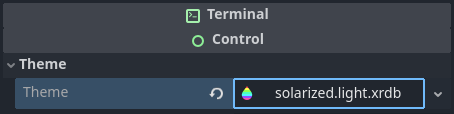 Imported Xresources theme selected in the Terminal node's Theme property